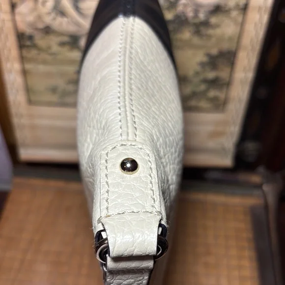 kate spade Leather Shoulder Crossbody Bag Two Tone Cream Black 10”Lx9.5”Hx2”W - Picture 13 of 17